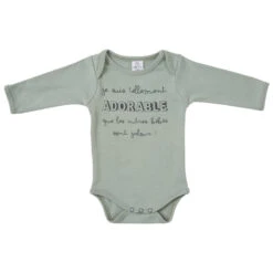 Body Manches Longues 12m BB&CO Vert De Gris "Je Suis Tellement Adorable"