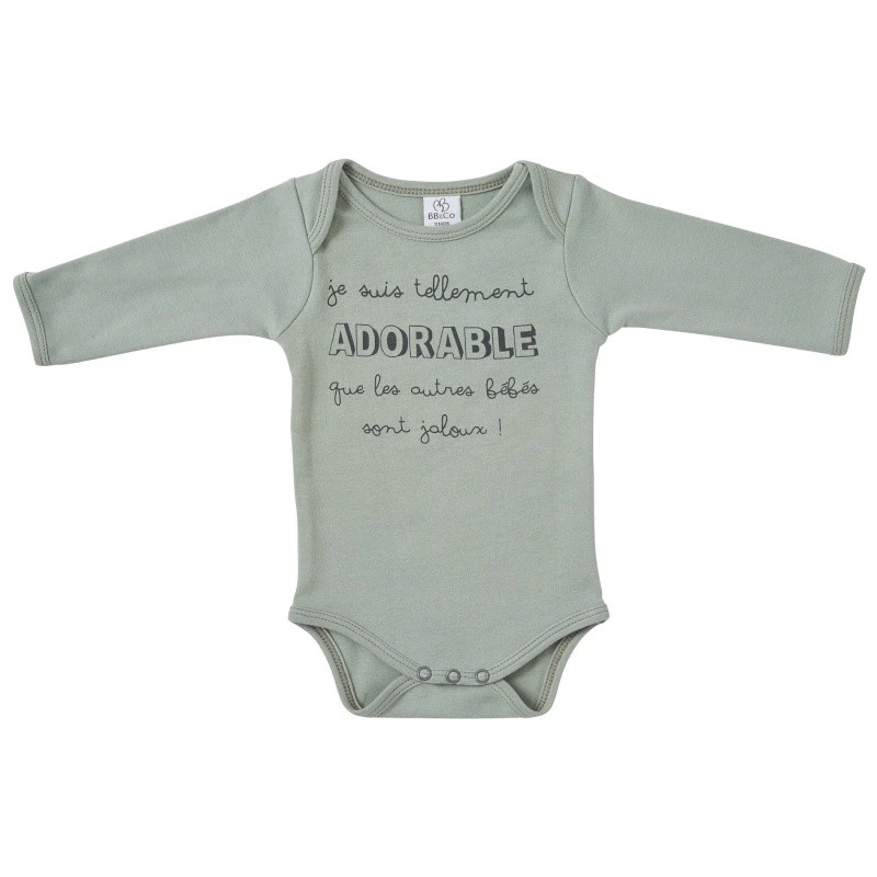 Body Manches Longues 12m BB&CO Vert De Gris "Je Suis Tellement Adorable" 3 Body Manches Longues 12m BB&CO Vert De Gris "Je Suis Tellement Adorable"