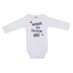Body Manches Longues 3m BB&CO Blanc "mamie Est Folle De Moi"