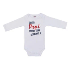 Body Manches Longues 12m BB&CO Blanc "Avec Papi Tout Est Permis"