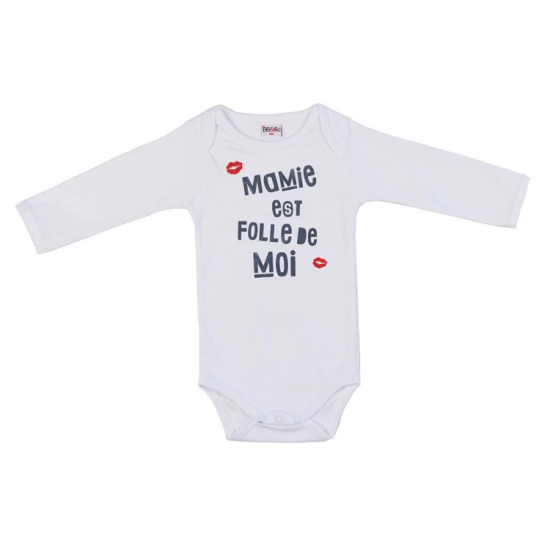 Body Manches Longues 12m BB&CO Blanc "mamie Est Folle De Moi" 3 Body Manches Longues 12m BB&CO Blanc "mamie Est Folle De Moi"
