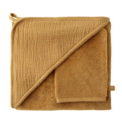 Cape De Bain + Gant Bambou Et Gaze BB&CO Mix & Match Noisette