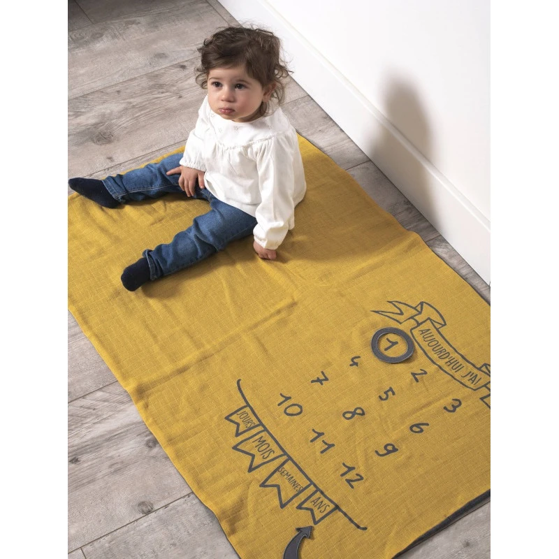 Couverture Décor Pour Photos BB&CO Moutarde/gris Foncé 3 Couverture Décor Pour Photos BB&CO Moutarde/gris Foncé – Image 2