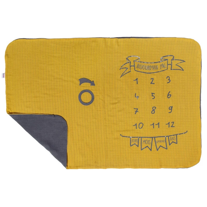 Couverture Décor Pour Photos BB&CO Moutarde/gris Foncé 2 Couverture Décor Pour Photos BB&CO Moutarde/gris Foncé