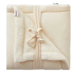 Couverture Peluche & Gaze70x100 Cm BB&CO Mix & Match Mousse De Lait