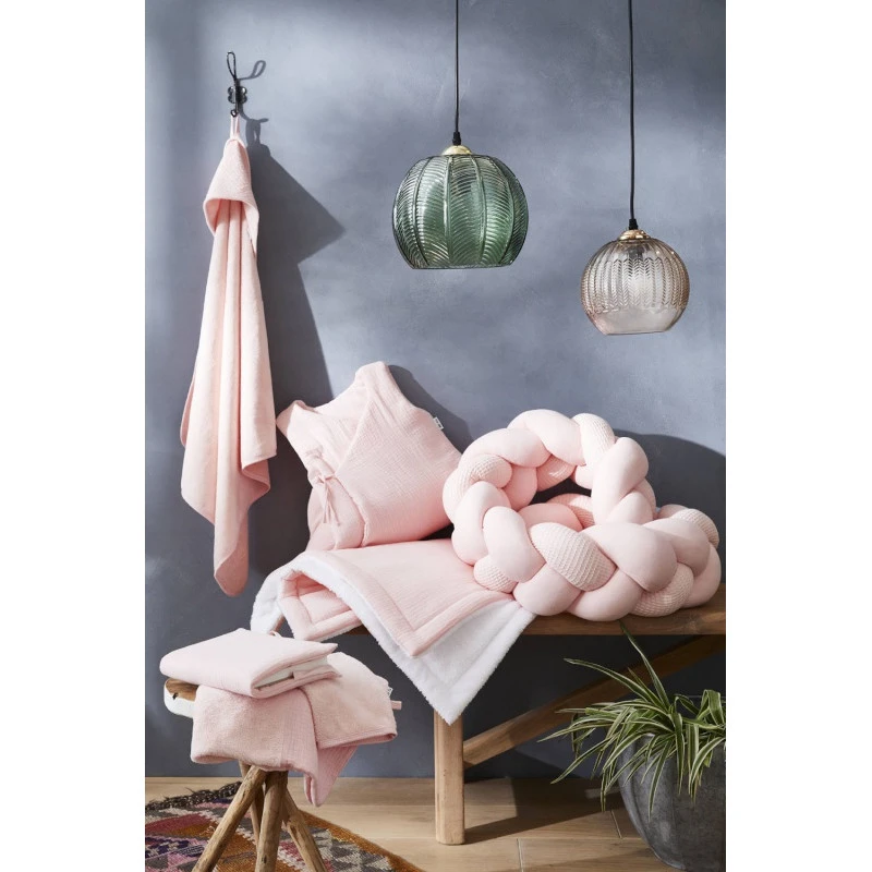 Couverture Peluche & Gaze 70x100cm BB&CO Mix & Match Rose Blush 4 Couverture Peluche & Gaze 70x100cm BB&CO Mix & Match Rose Blush – Image 2
