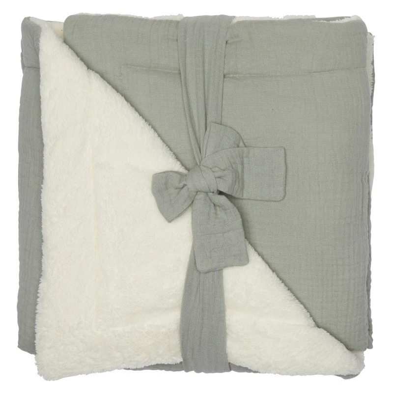 Couverture Peluche & Gaze 70x100cm BB&CO Mix & Match Vert De Gris 3 Couverture Peluche & Gaze 70x100cm BB&CO Mix & Match Vert De Gris