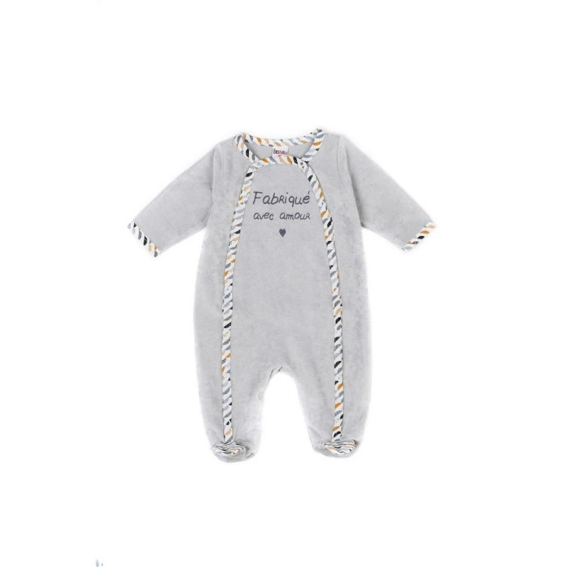 Pyjama En Velours "Fabriqué Avec Amour" 6m BB&CO Honeymoon 3 Pyjama En Velours "Fabriqué Avec Amour" 6m BB&CO Honeymoon