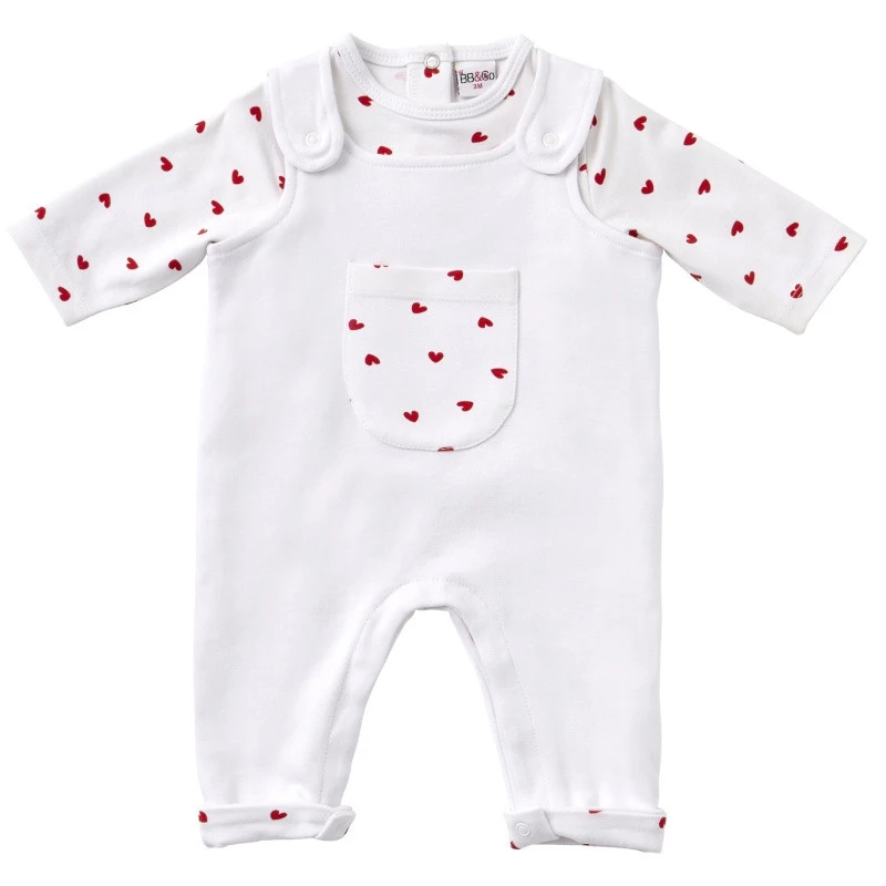 Ensemble Tee-shirt + Salopette 12m Cœur BB&CO Ma Petite Layette 3 Ensemble Tee-shirt + Salopette 12m Cœur BB&CO Ma Petite Layette