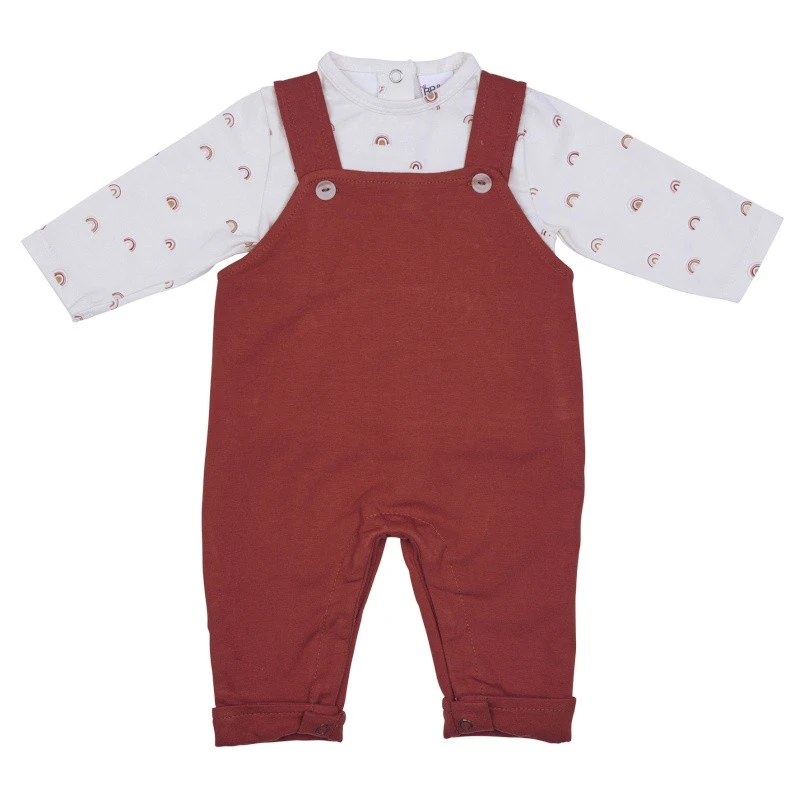 Ensemble Tee-shirt + Salopette 6m BB&CO Arc-en-ciel / Rouille 3 Ensemble Tee-shirt + Salopette 6m BB&CO Arc-en-ciel / Rouille