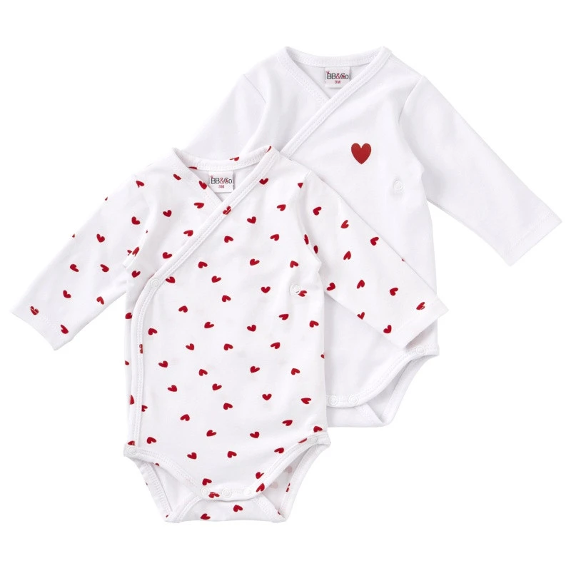 Lot De 2 Bodies Coeurs 12m BB&CO Ma Petite Layette 3 Lot De 2 Bodies Coeurs 12m BB&CO Ma Petite Layette