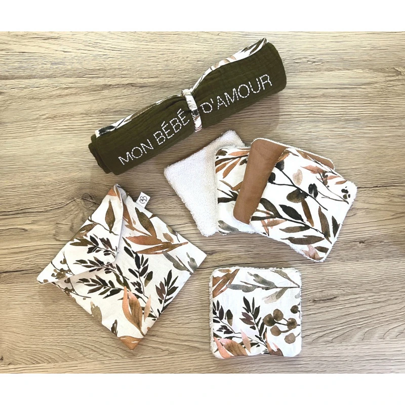 Lot De 5 Lingettes Lavables + Pochette BB&CO Caramel Forest 5 Lot De 5 Lingettes Lavables + Pochette BB&CO Caramel Forest – Image 3