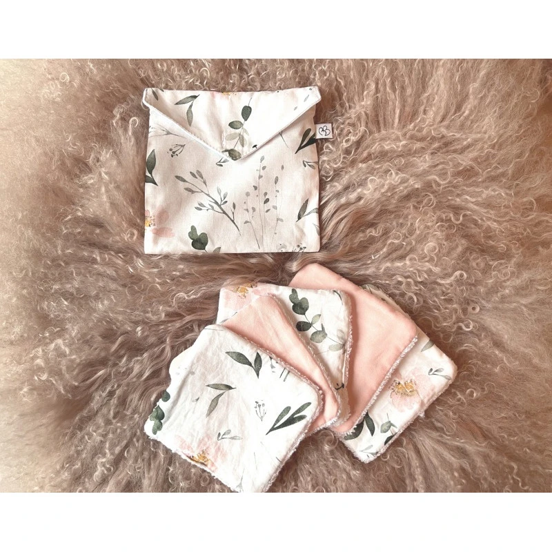 Lot De 5 Lingettes Lavables + Pochette BB&CO Sweet Garden 4 Lot De 5 Lingettes Lavables + Pochette BB&CO Sweet Garden – Image 2