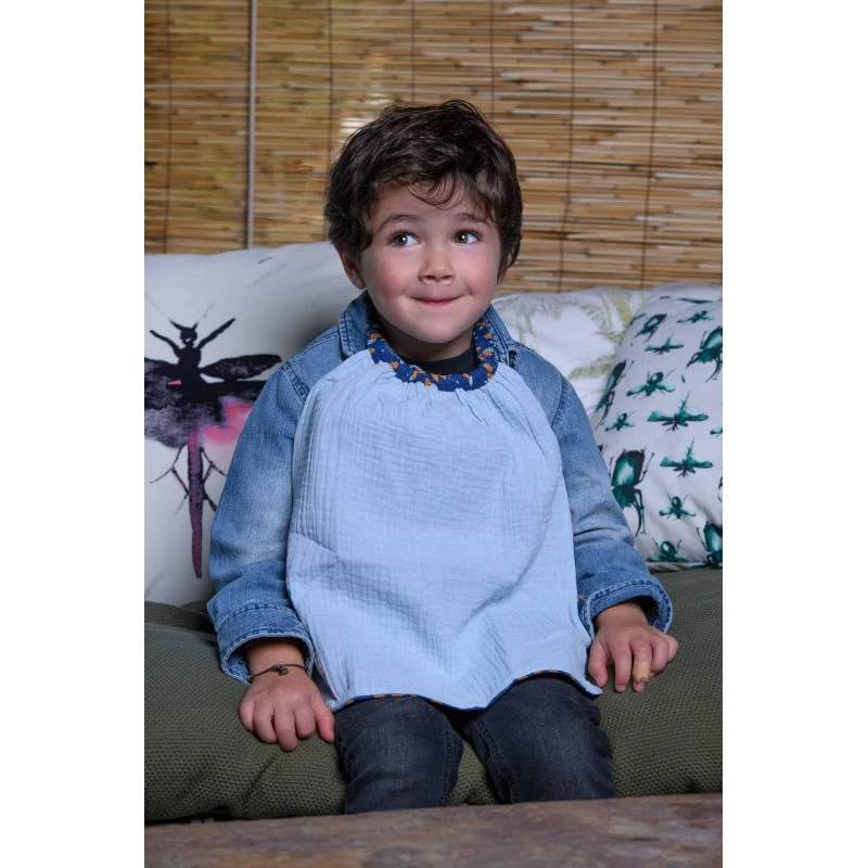 Serviette élastiquée Gaze & Popeline BB&CO Bleu Glacier 4 Serviette élastiquée Gaze & Popeline BB&CO Bleu Glacier – Image 2