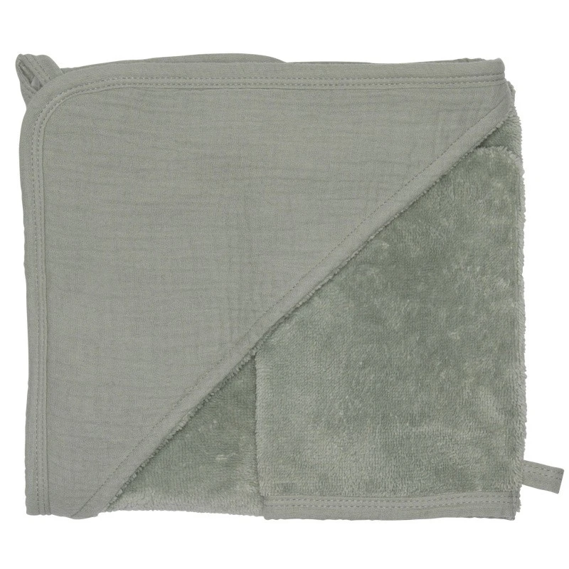 Sortie De Bain + Gant Bambou & Gaze BB&CO Mix & Match Vert De Gris 3 Sortie De Bain + Gant Bambou & Gaze BB&CO Mix & Match Vert De Gris